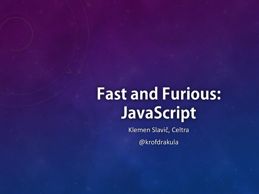 Fast and Furious: JavaScript title screen